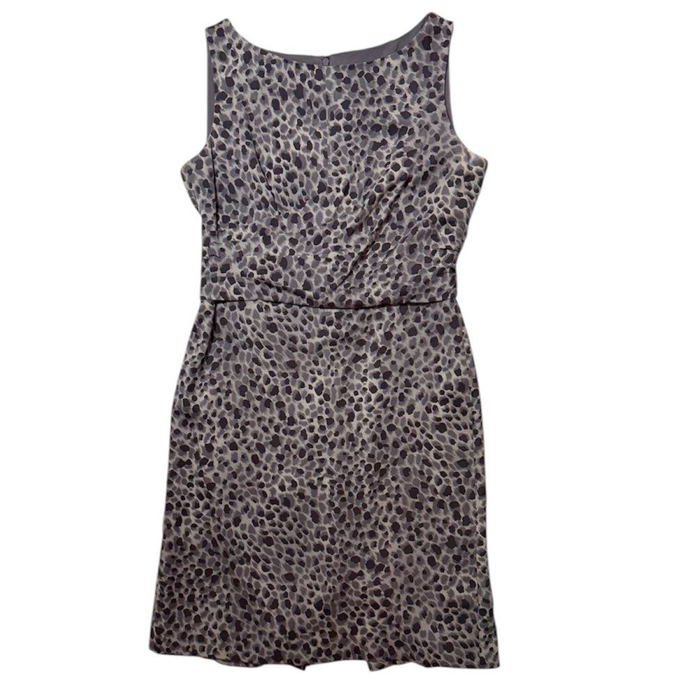 Ann Taylor Petite Silk Sheath Dress 4P Sleeveless Animal Print Workwear
